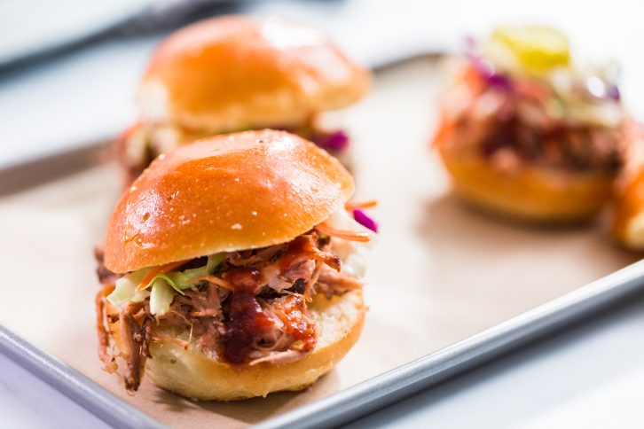Bbq,Pulled,Pork,Sandwich,In,Shape,Of,Small,Sliders,With